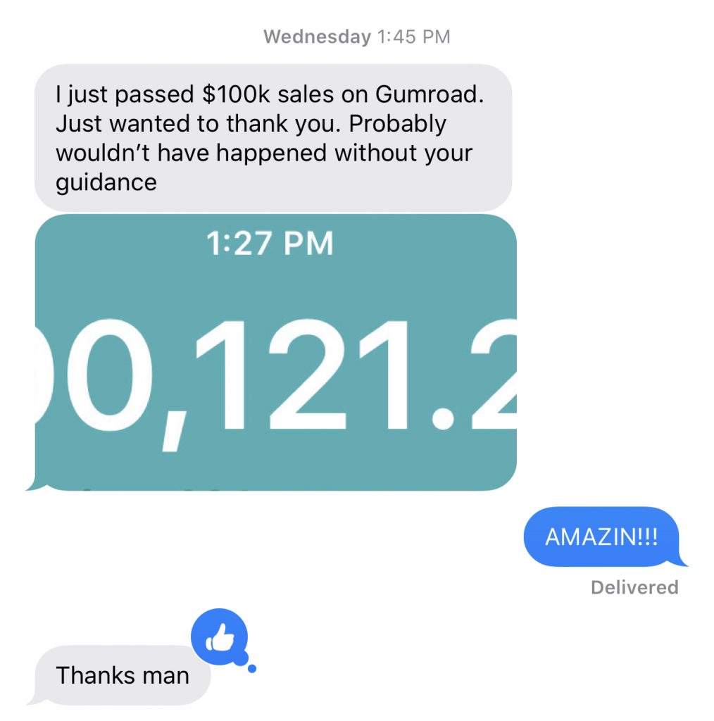 $100k side hustle text proof